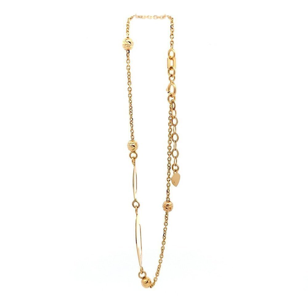 18K Yellow Gold Bracelet Oval Beads Size 7 inches plus one inch Extension Charm - Picture 4 of 13